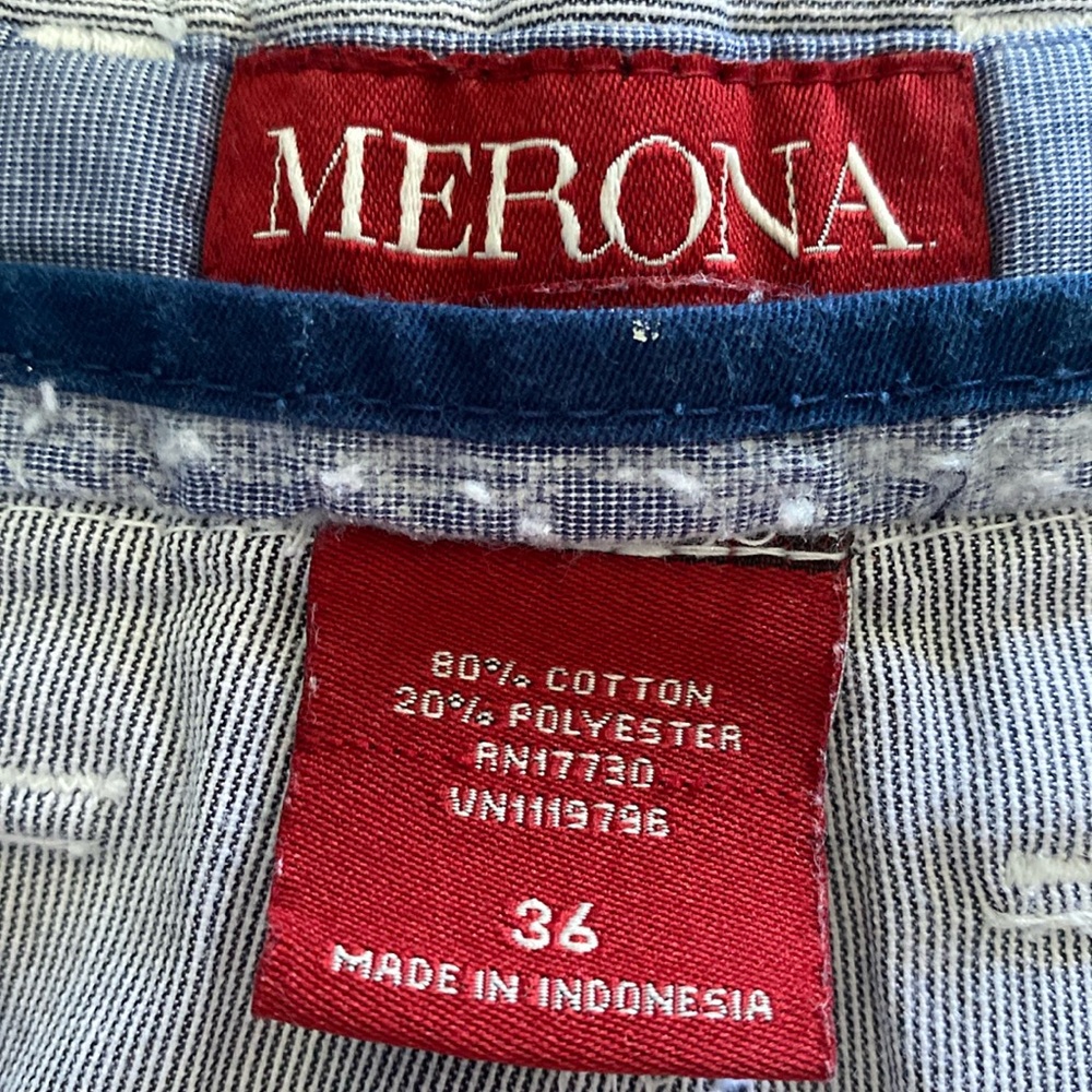 Merona Men's Blue/White Striped Chino Shorts Size 36 - Picture 10 of 11